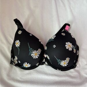 Victorias Secret PINK Floral Black Bra